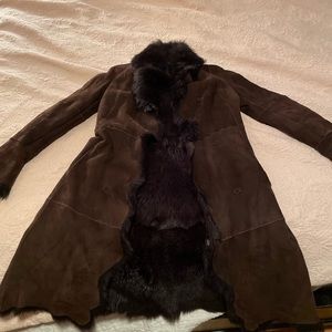 Elegant Brown Fur-Trimmed Women's Coat
